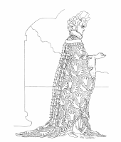 A coloring page of middle ages clothing